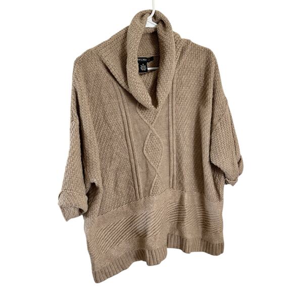 89th & Madison Tan Sweater Neutral M Comfort fisherman marled turtleneck knit - Picture 1 of 9